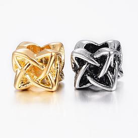 304 Stainless Steel European Beads, Large Hole Hollow Beads, Knot
