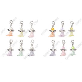 12pcs décorations pendentif ange en acrylique, fermoirs à pinces de homard, breloques pour ornements de sacs