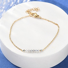 304 браслеты из бусин из натурального лабрадорита из нержавеющей стали, браслеты-цепочки для женщин, ионное покрытие (ip), золотые