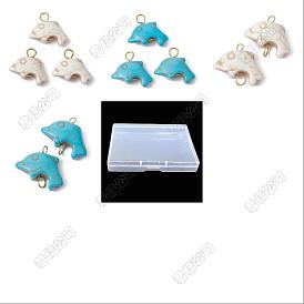 Kits de recherche de fabrication de bijoux à bricoler soi-même, y compris des pendentifs turquoise synthétiques dauphin et des breloques de connecteur