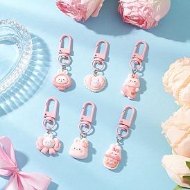 Подвесные украшения в виде кролика из непрозрачной смолы, с поворотными застежками из цинкового сплава