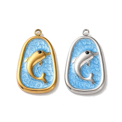 304 подвески из нержавеющей стали, с эмалью, прелести дельфинов, ионное покрытие (ip)