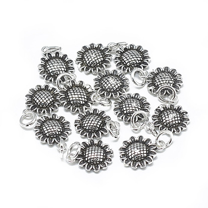 Thai 925 Sterling Silver Charms, with Jump Ring, Sunflower