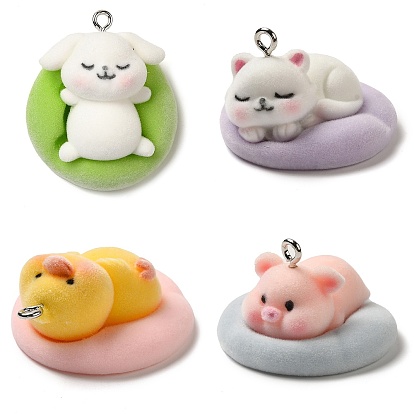 Подвески для сна из флокированной смолы, Подвески в виде животных с железными петлями с платиновым покрытием