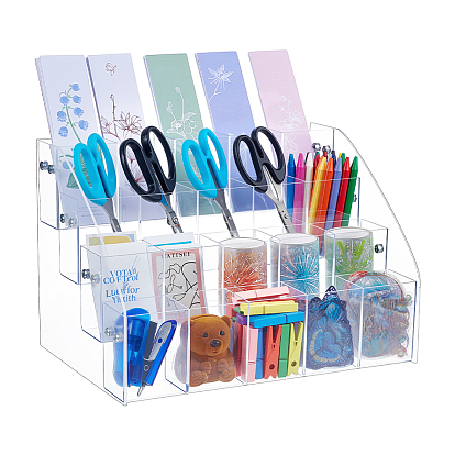 4-ярусная прозрачная акриловая подставка для ручек, подставка для кистей для макияжа, настольная подставка для карандашей
