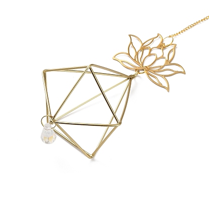 Décorations pendantes en cristal de quartz et en laiton, avec les accessoires en fer, fleur de lotus