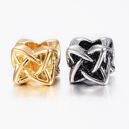 304 Stainless Steel European Beads, Large Hole Hollow Beads, Knot