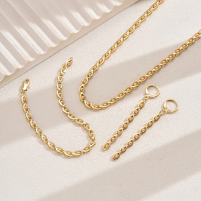 Комплекты из латунных цепочек, браслетов, серег и ожерелий для повседневных женских модных аксессуаров
