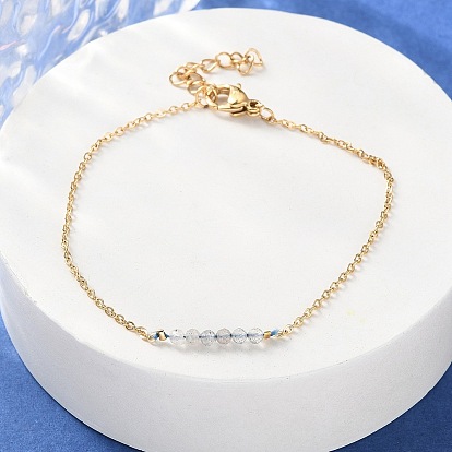 304 браслеты из бусин из натурального лабрадорита из нержавеющей стали, браслеты-цепочки для женщин, ионное покрытие (ip), золотые