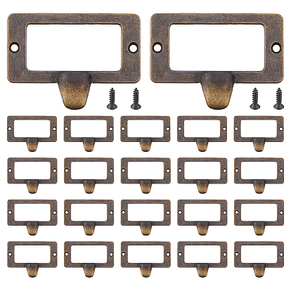 25Pcs Rectangle Zinc Alloy Label Frame Card Holder, for Drawer, Jewelry Box Accessories, with Screw