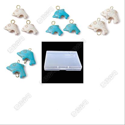 Kits de recherche de fabrication de bijoux à bricoler soi-même, y compris des pendentifs turquoise synthétiques dauphin et des breloques de connecteur