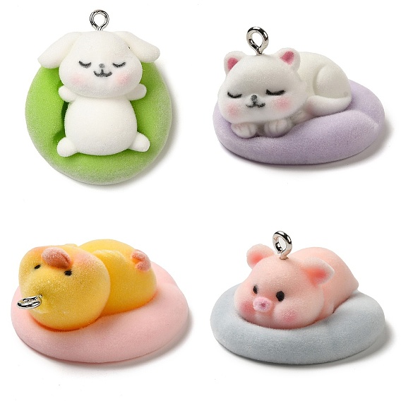 Подвески для сна из флокированной смолы, Подвески в виде животных с железными петлями с платиновым покрытием