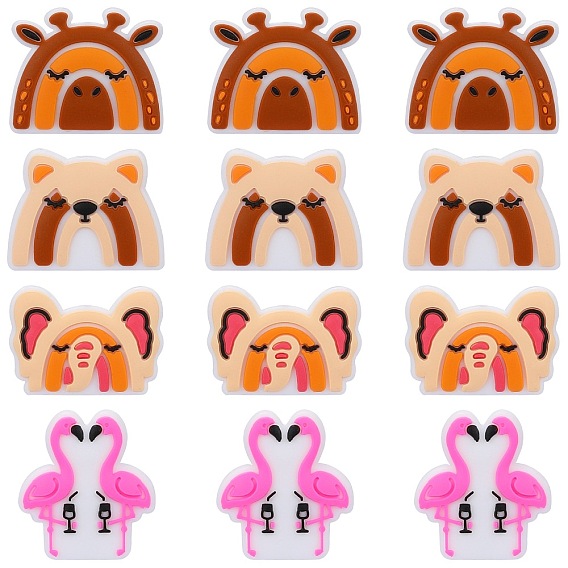 12 шт. 4 стили, экологически чистые силиконовые фокальные бусины пищевого качества, силиконовые бусы для прорезывания зубов