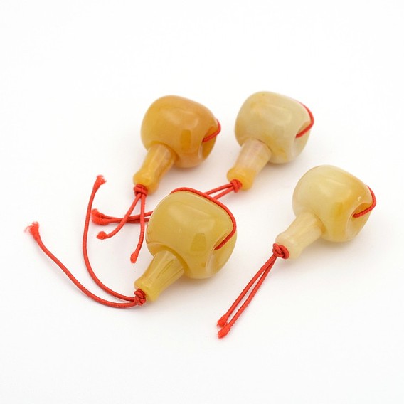 Тыква 3-отверстие естественно нефрита бисером гуру, T-просверленные бусы