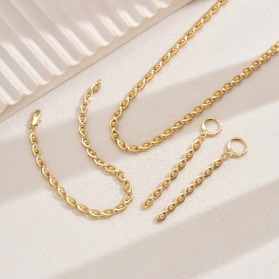 Комплекты из латунных цепочек, браслетов, серег и ожерелий для повседневных женских модных аксессуаров