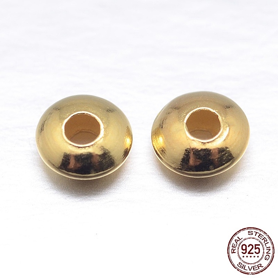 Real 18K Gold Plated Saucer 925 Sterling Silver Spacer Beads