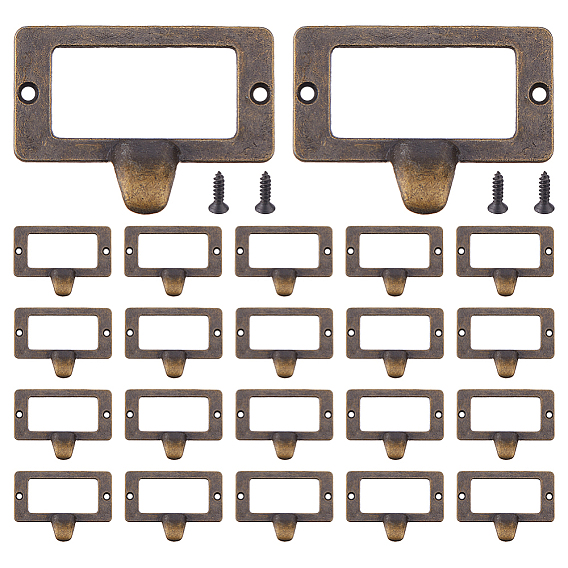 25Pcs Rectangle Zinc Alloy Label Frame Card Holder, for Drawer, Jewelry Box Accessories, with Screw