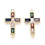 Латунные звенья с цветными кубическими циркониями, инкрустированные бриллиантами., Религиозные подвески с крестообразным соединителем