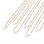 Natural Shell Initial Pendant Necklaces, with Golden Plated 304 Stainless Steel Satellite Chains, Letter, White