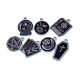 Alloy Enamel Pendants, Platinum, Coffin with Cross/Flat Round with Moon & Sun & Star/Book/Magic Ball/Card