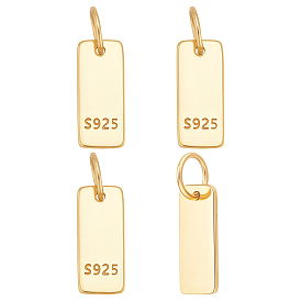 4 шт. 925 серебряные пустые прямоугольные подвески