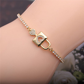 Charmant bracelet à clé avec serrure en forme de cœur pour femmes, bijoux élégants de style européen