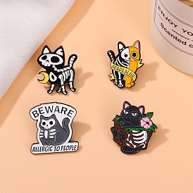 Halloween Cat Shaped Enamel Pins, Alloy Brooch for Backpack Clothes