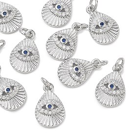 Colgantes de latón con circonitas cúbicas de Shegrace, encanto de lágrima con ojos, sin cadmio, plomo, níquel, azul marino