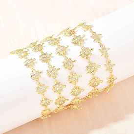 Латунные браслеты-цепочки с микропаве из прозрачных кубических цирконий для женщин, стойки покрытие, долговечный, без свинца и без кадмия