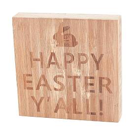 CREATCABIN Natural Wood Display Decorations, Square with Word Happy Easter Y'All