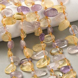 Природные Аметрин бисер нитей, слеза, Топ пробуренной, с бисером