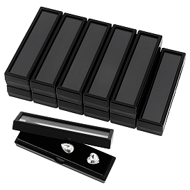 12 шт. прямоугольные акриловые коробки для хранения ожерелий, с губкой внутри и видимыми крышками-окнами