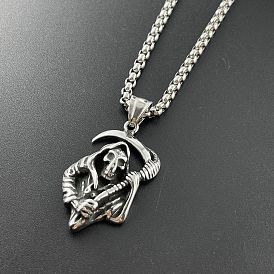 Панк-череп, коса, смерть, жнец 304 кулон из нержавеющей стали, модные мужские украшения в стиле хип-хоп