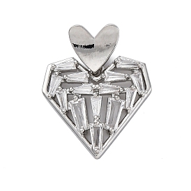 Латунные микро проложить кубического циркония подвески, сердце, долговечный, без кадмия и без свинца, стойки покрытие