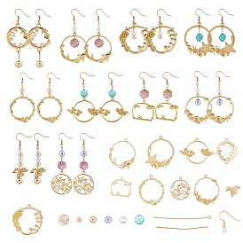 SUNNYCLUE DIY Dangle Earring Making Kits, Including Alloy Pendants, Brass Links Connectors & Earring Hooks, Zinc Alloy Links, Freshwater Shell & Glass Pearl Beads