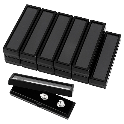 12 шт. прямоугольные акриловые коробки для хранения ожерелий, с губкой внутри и видимыми крышками-окнами