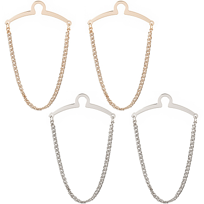 4 шт. 2 цвета латунные подвесные цепи булавки для воротника зажимы для галстука, железные зажимы для кардигана для мужчин и женщин