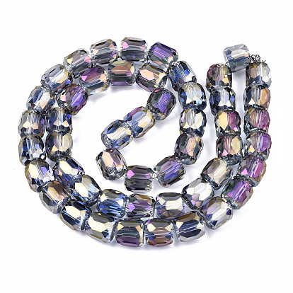 Transparentes perles de verre de galvanoplastie brins, de couleur plaquée ab , facette, colonne