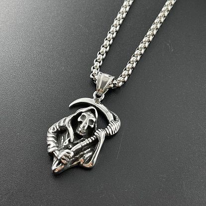 Панк-череп, коса, смерть, жнец 304 кулон из нержавеющей стали, модные мужские украшения в стиле хип-хоп