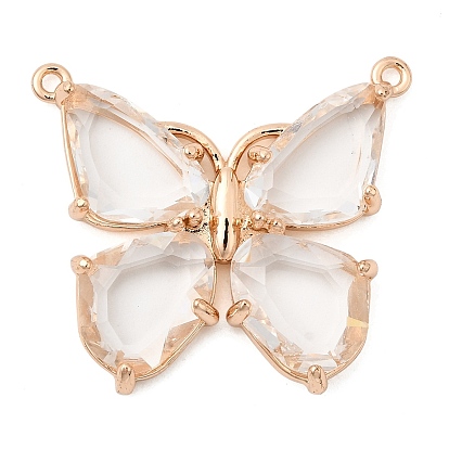Латунь стекло кулоны, бабочка, граненые, золотые