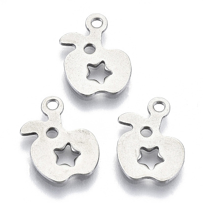 Pendentifs en acier inoxydable, Coupe au laser, Pomme avec étoile creuse