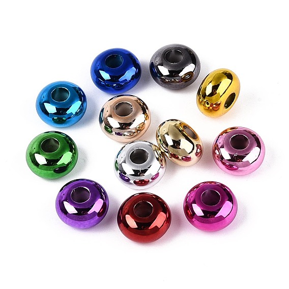 УФ-покрытие непрозрачные акриловые европейские бусины, бусины с большим отверстием, радужный, рондель