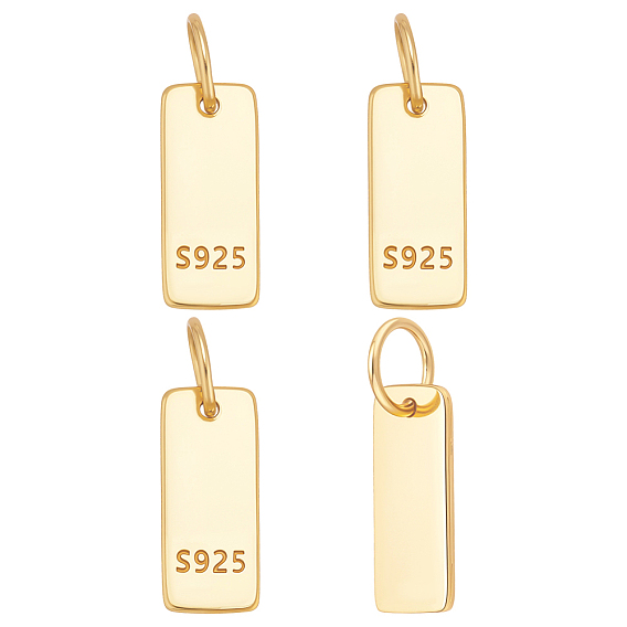 4 шт. 925 серебряные пустые прямоугольные подвески