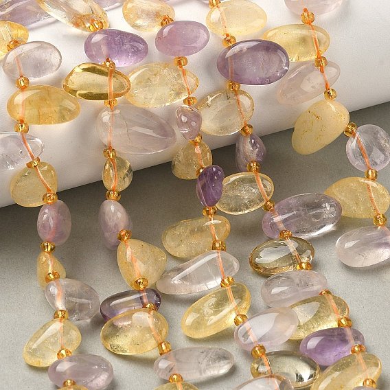 Природные Аметрин бисер нитей, слеза, Топ пробуренной, с бисером