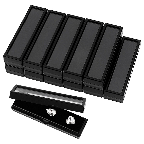 12 шт. прямоугольные акриловые коробки для хранения ожерелий, с губкой внутри и видимыми крышками-окнами