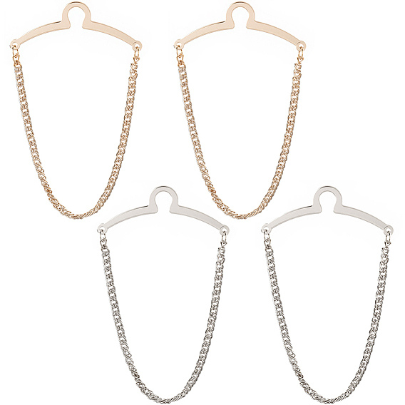 4 шт. 2 цвета латунные подвесные цепи булавки для воротника зажимы для галстука, железные зажимы для кардигана для мужчин и женщин