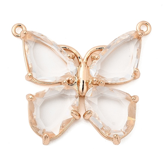 Латунь стекло кулоны, бабочка, граненые, золотые
