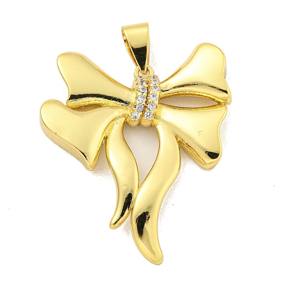 Настоящие 18 k позолоченные латунные подвески с микропаве и кубическим цирконием, без кадмия, без никеля и без свинца, бантом