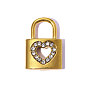 304 Stainless Steel Rhinestone Pendants, Heart Lock Charm, Ion Plating(IP) Hand Polished, Long-Lasting Plated