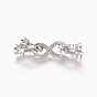 Brass Micro Pave Cubic Zirconia Fold Over Clasps, Infinity